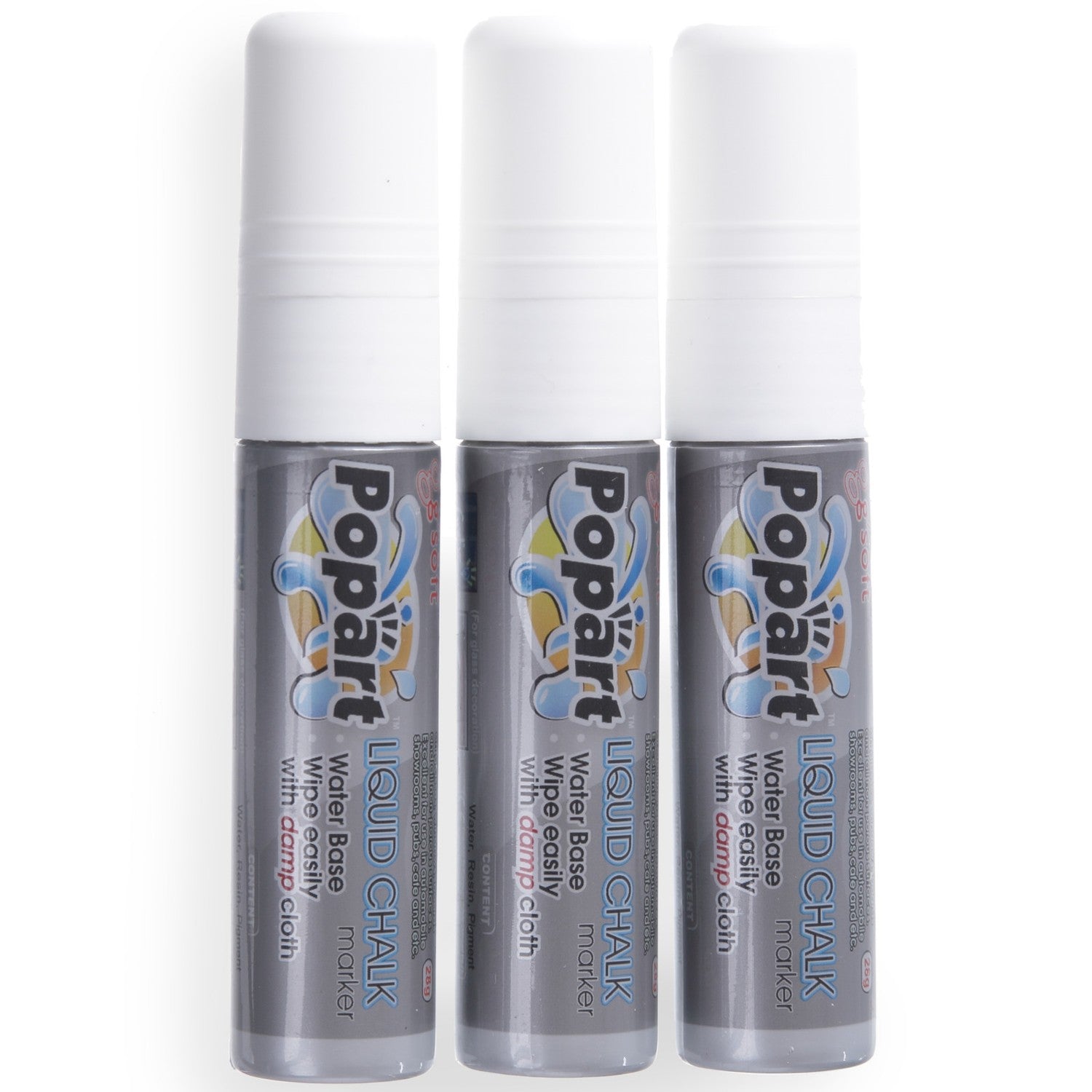 Whiteboardmarkörer, spets 15mm, vit, 3 st. - Hendi 664223