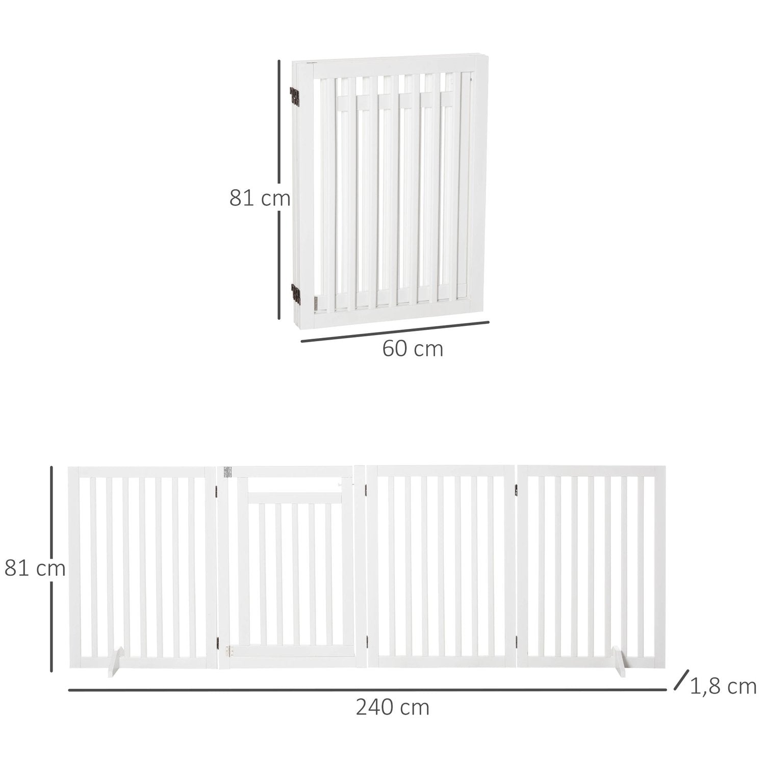 Trappport Vikbar Ingen Borrbar Barriärgrind Skyddsport 4 Styck Fristående Med 2 Stödfötter Vit 81 Cm