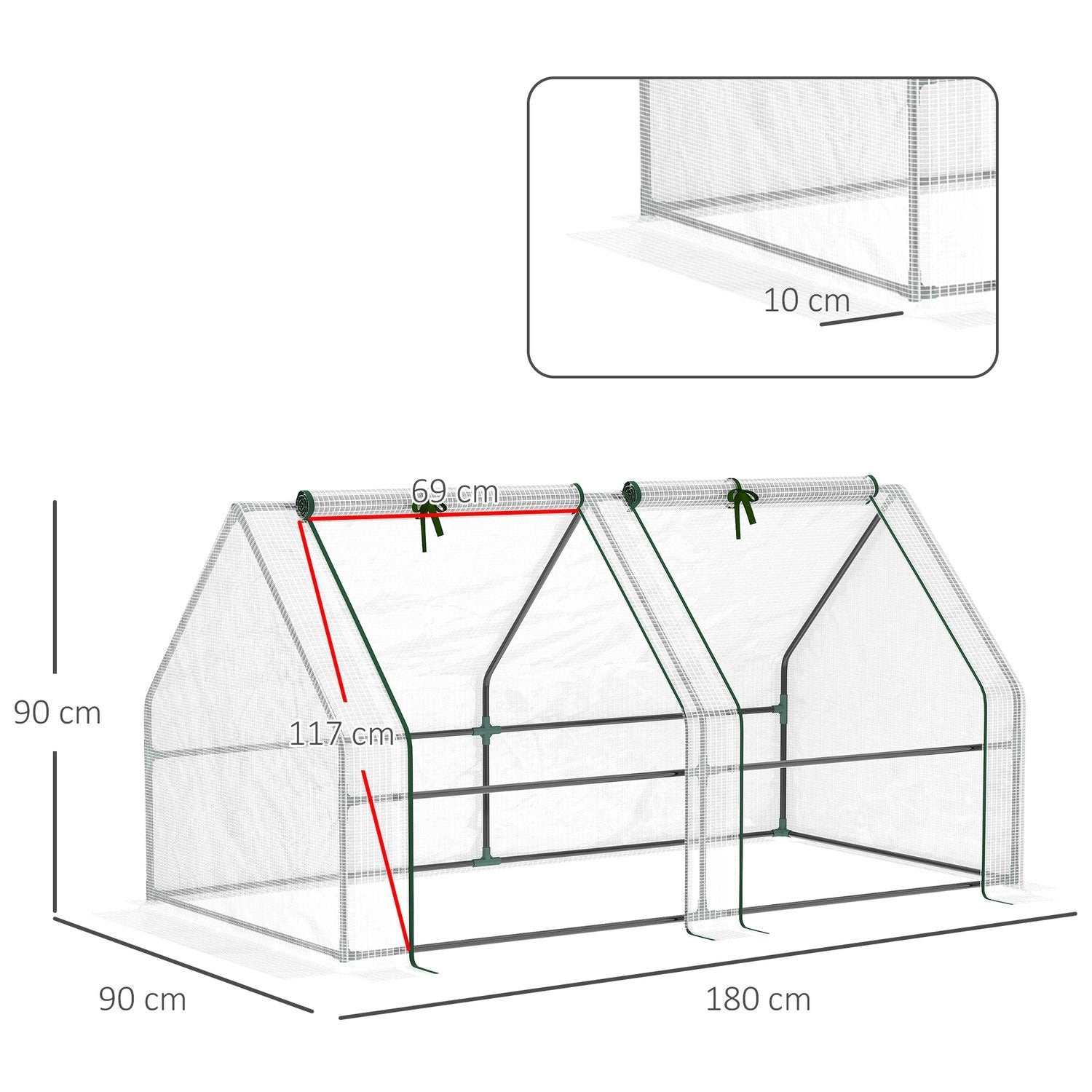 Mini Greenhouse Film Växthus 2 Rullande Fönster Trädgård Balkong Pe Film 180X90X90Cm Vit