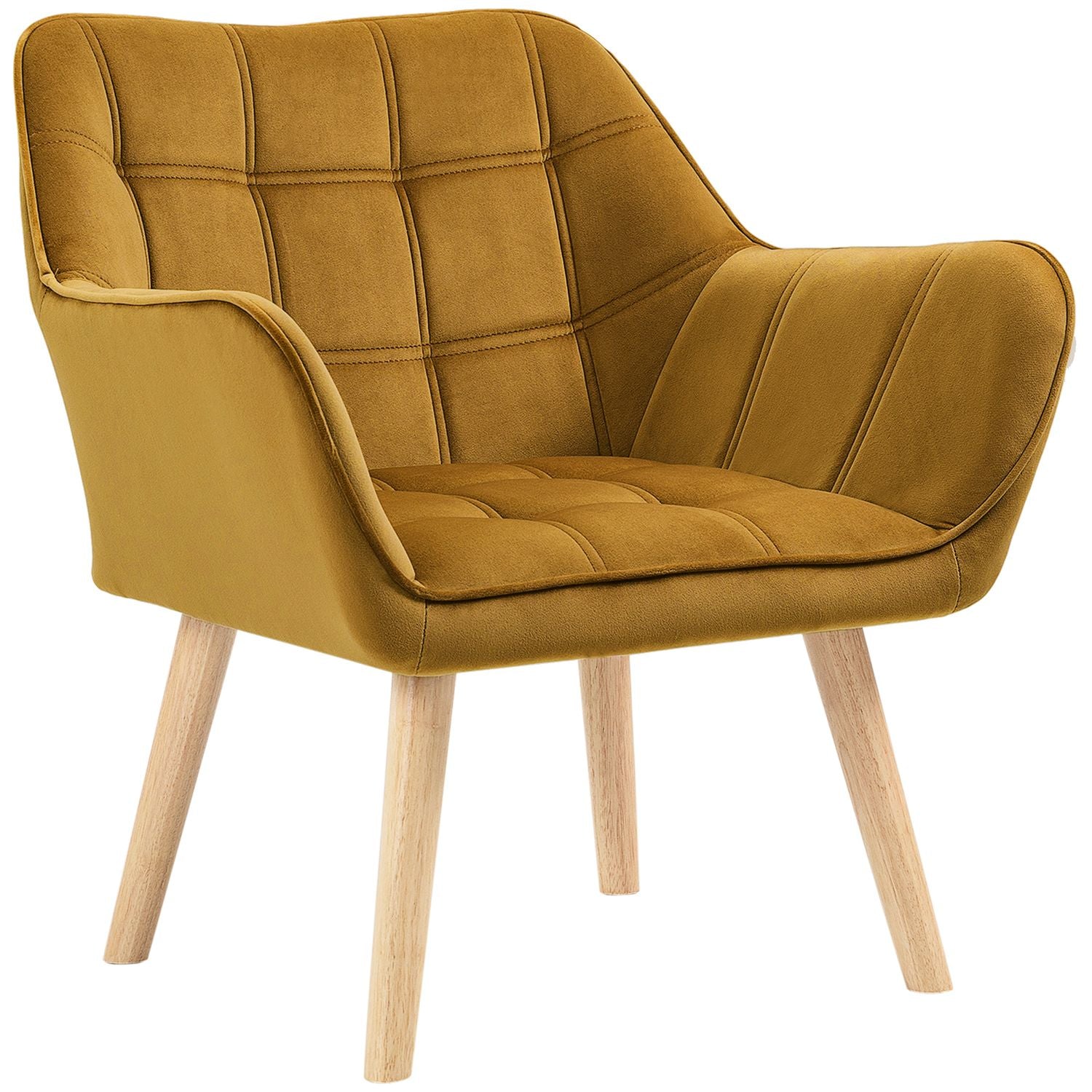 Yellow Velvet Scandinavian Wing Chair – 67x61,5x71 cm