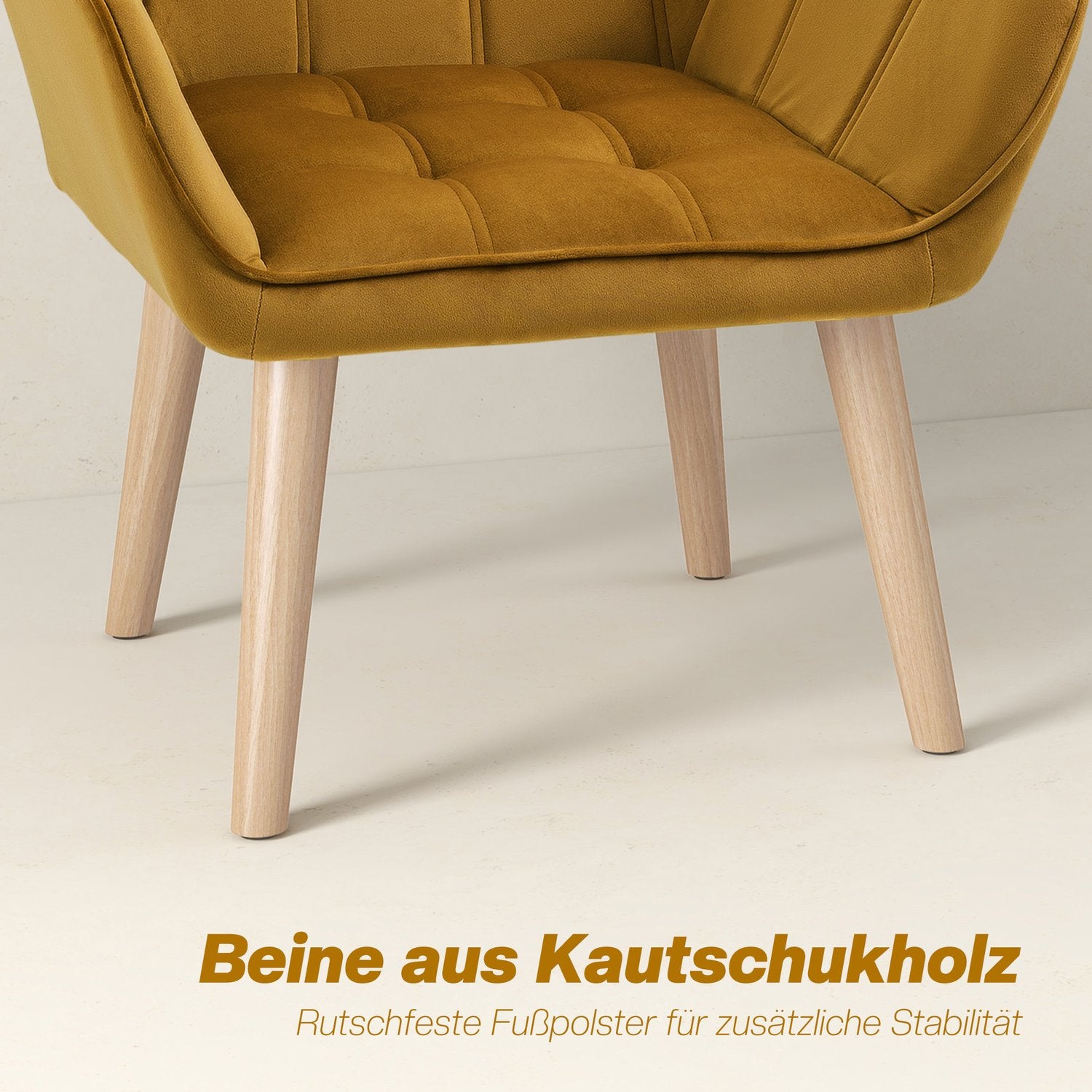 Yellow Velvet Scandinavian Wing Chair – 67x61,5x71 cm