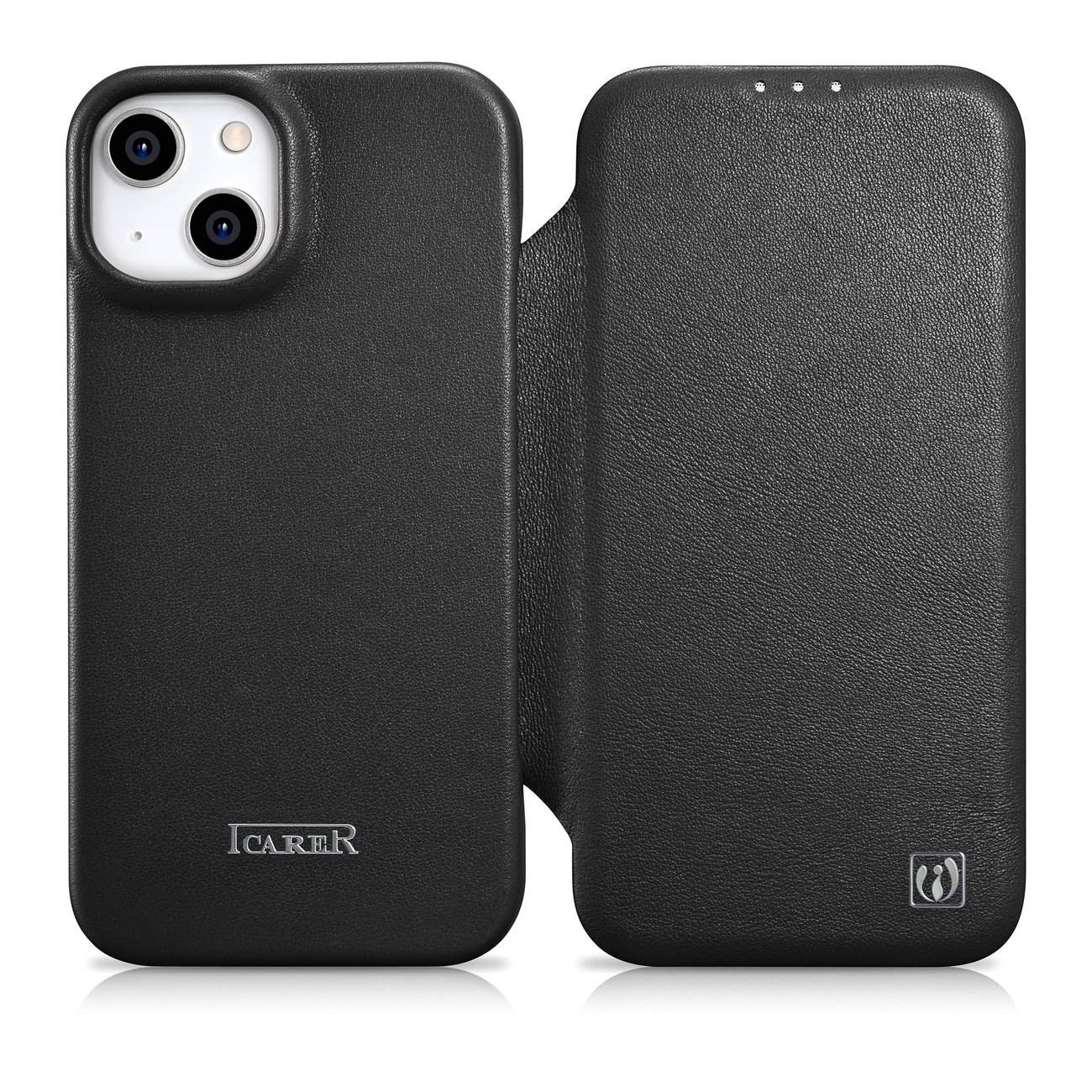 iPhone 14 Plus Magnetic Flip Fodral MagSafe CE Premium Läder Svart