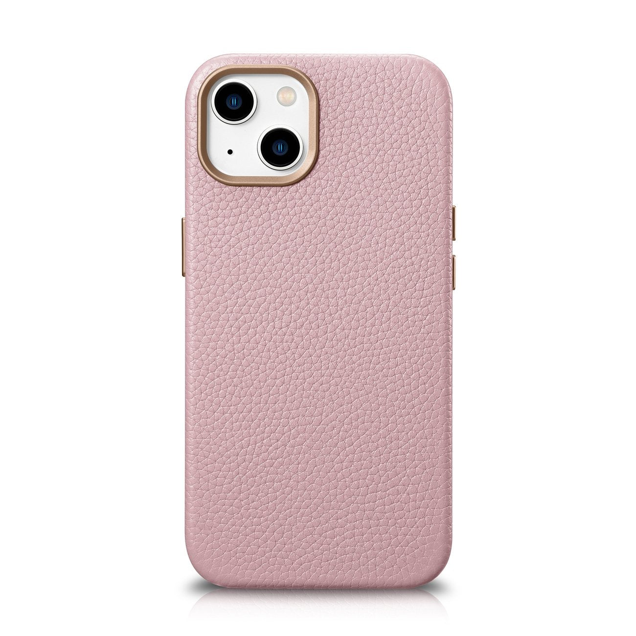 iPhone 14 Plus magnetiskt läderfodral med MagSafe Litchi Premium läderfodral rosa